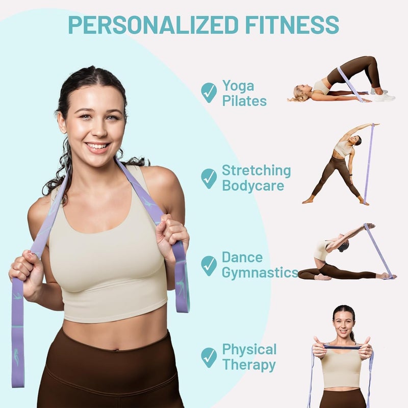 Slim Panda Stretch Strap, Dance Stretch Bands Flexibility, Elastic Yoga Stretching Strap with 9 Loops for Physical Therapy, Pilates, Yoga, Ballet, Gymnastics Stretching Bands for Exercise - Image 3